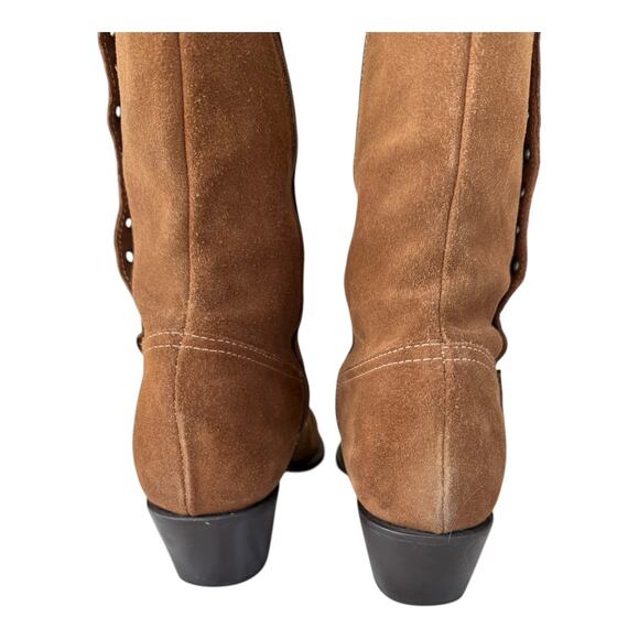 Mario De Gerard Brown Suede Leather Womens Boots Sz 9.5M Made Brazil Metal EUC - Picture 5 of 8
